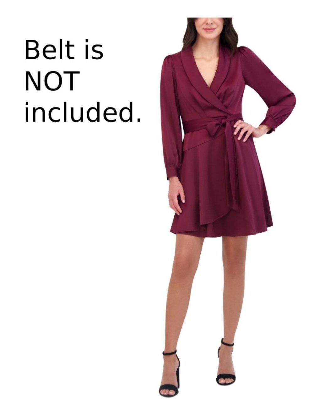 Vince Camuto *Missing Belt* Satin Shawl-Collar Dress Red Size 8 MSRP $178